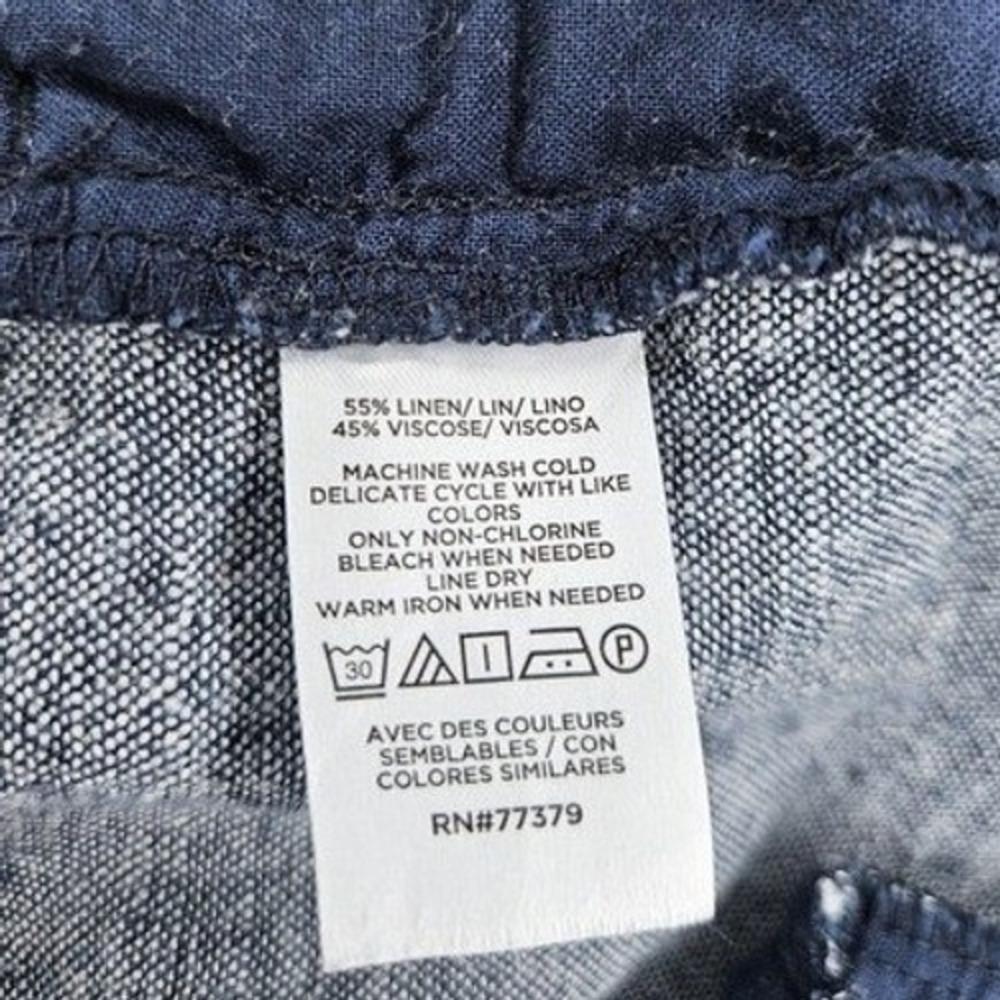Ann Taylor Factory Womens Medium Blue Linen Blend Wide Leg Drawstring Pants - Picture 5 of 6